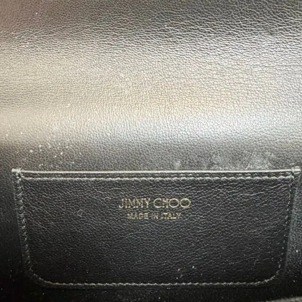 JIMMY CHOO Lilia Black Lace Gold Chain Shoulder Clutch Floral Flap Handbag